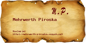 Mehrwerth Piroska névjegykártya
